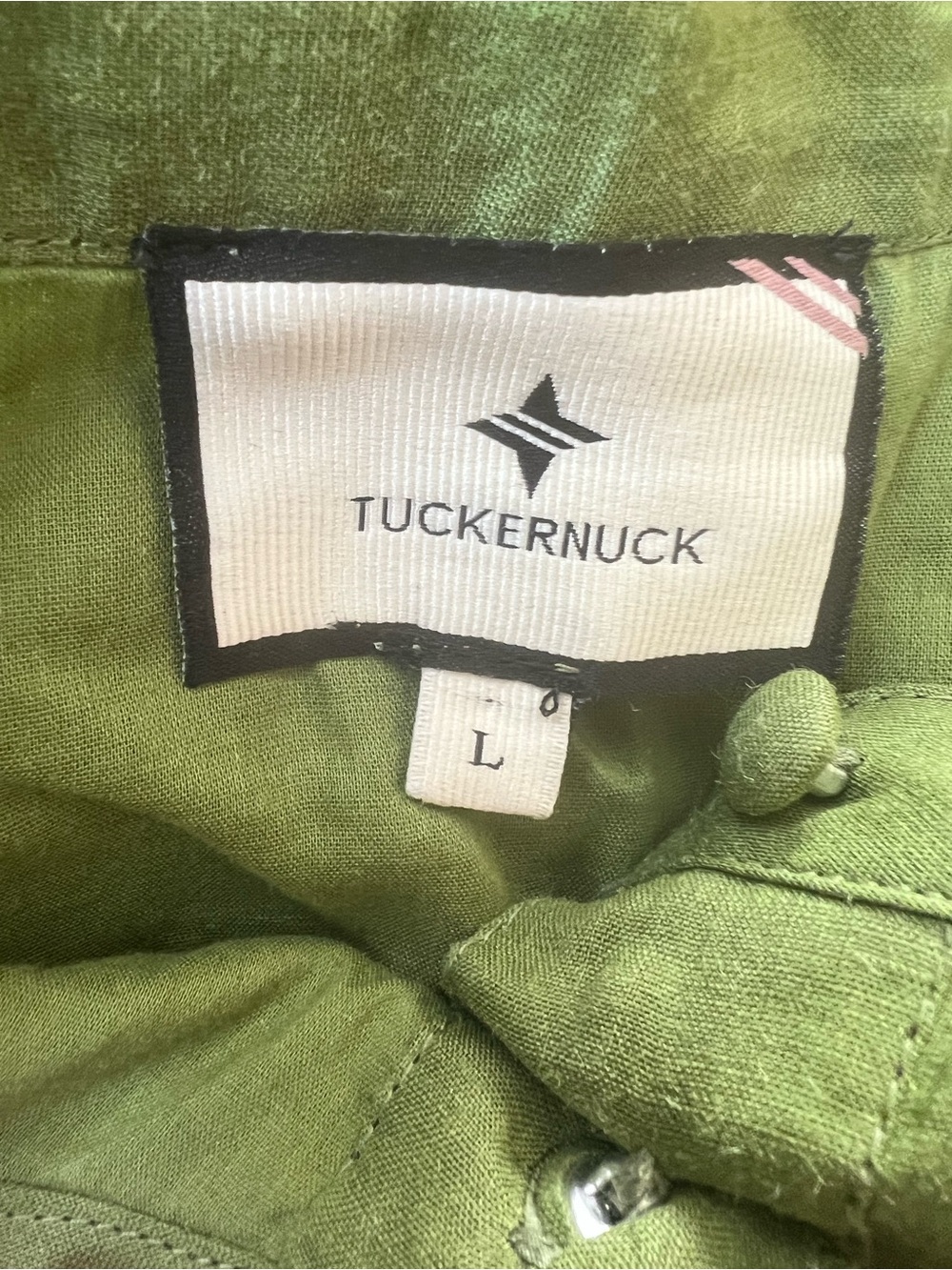 Tuckernuck Green Ramie Cotton Button-Front Maxi Shirt Dress Size L - Picture 4 of 7